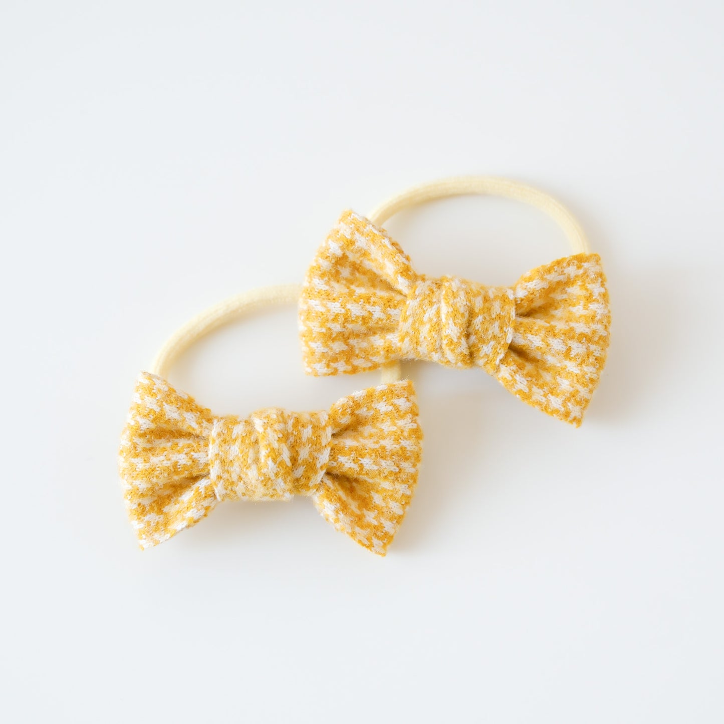 Mini Bow Fabric Hair Ties | Ginger Houndstooth