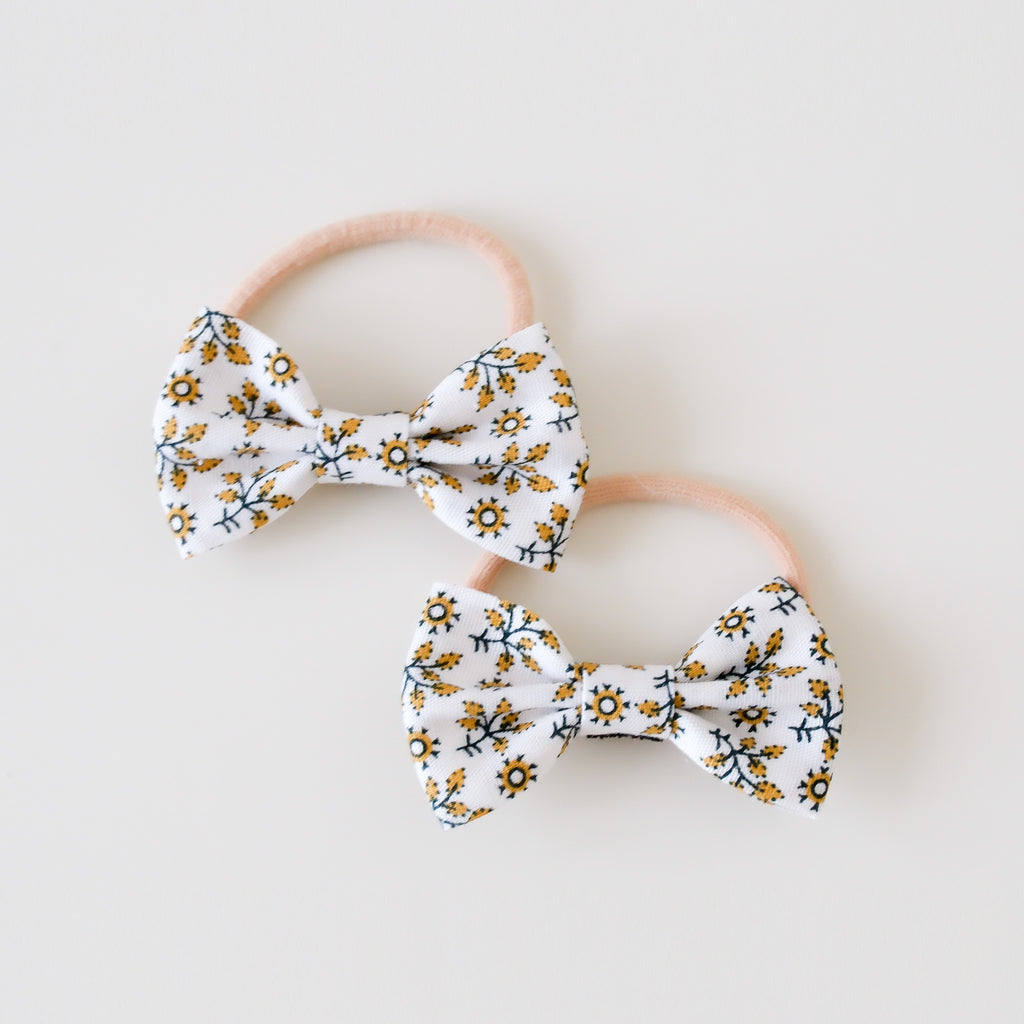 Mini Bow Fabric Hair Ties | Sunny Blooms