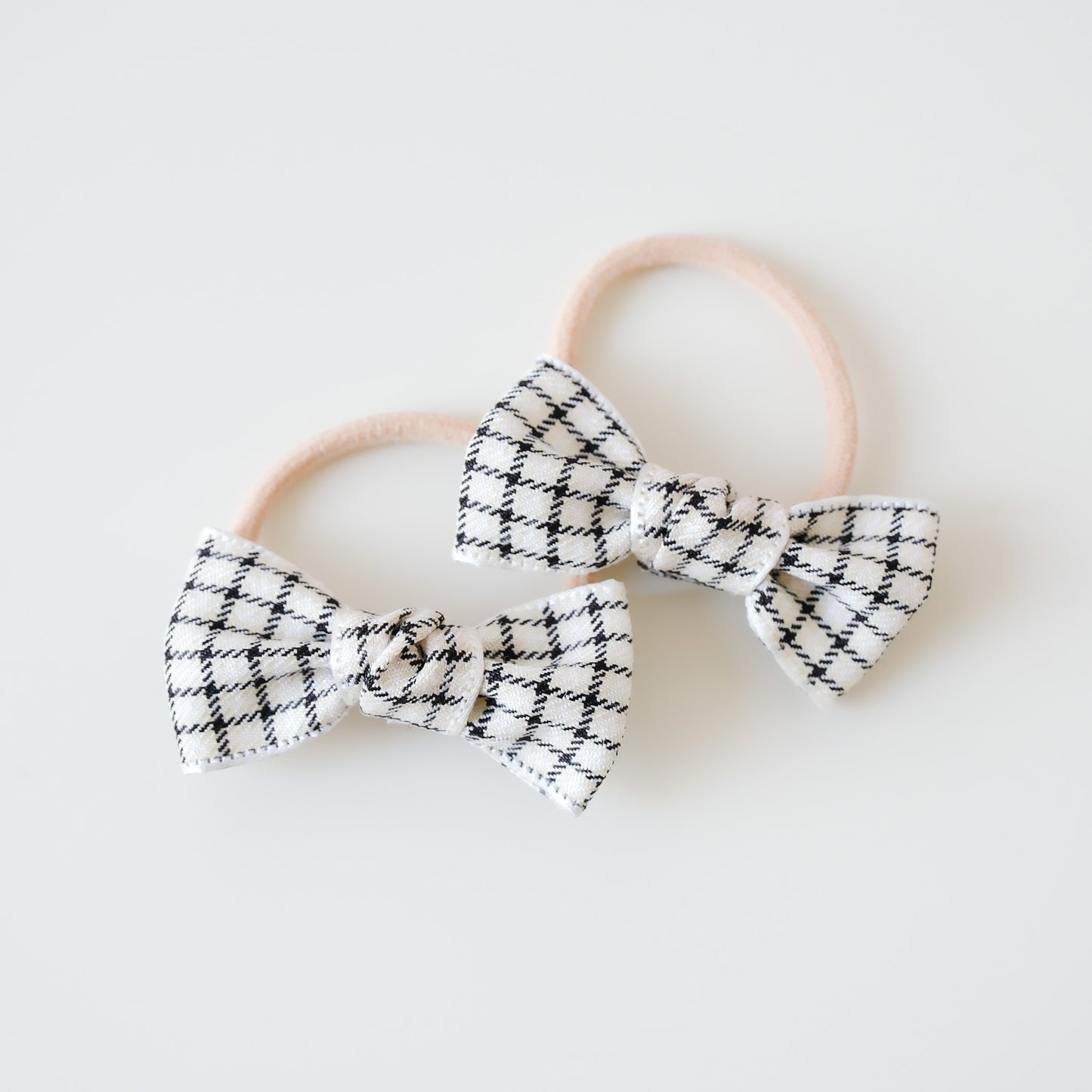 Mini Bow Fabric Hair Ties | Monochrome Check