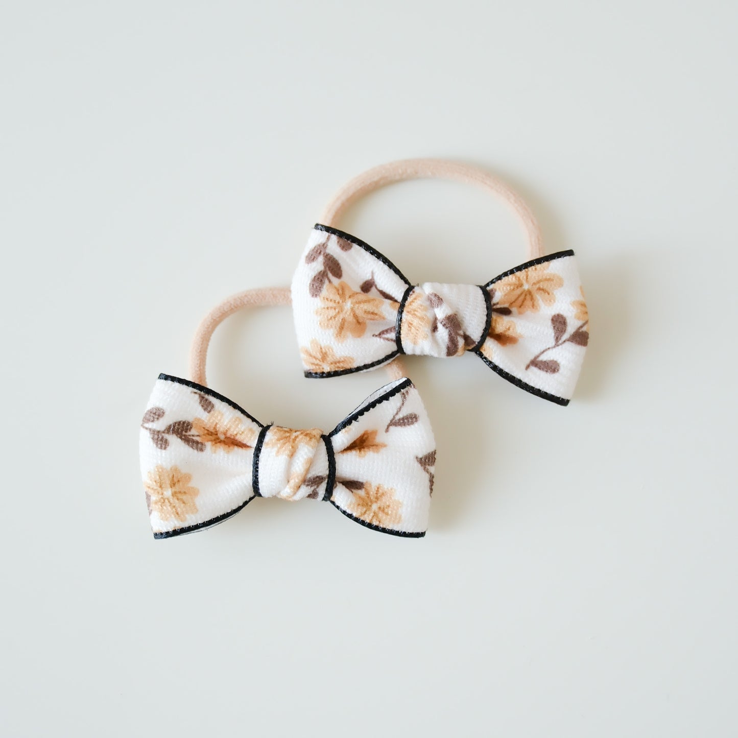 Mini Bow Fabric Hair Ties | Toffee Florals