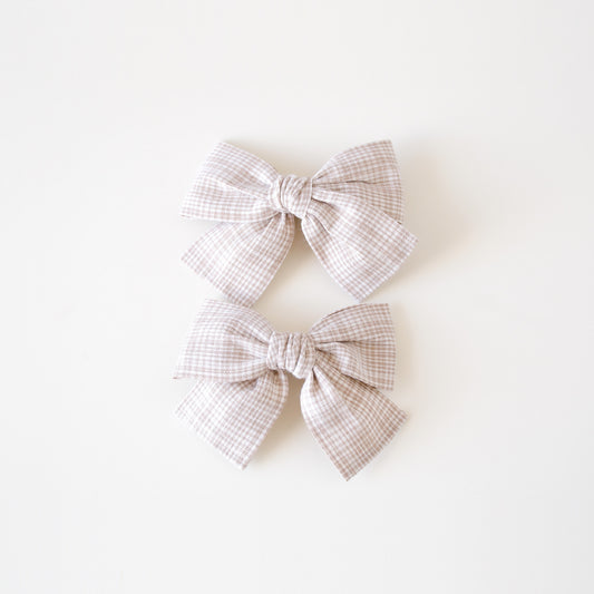 Juliet Hair Clips | Soft Mocha Check