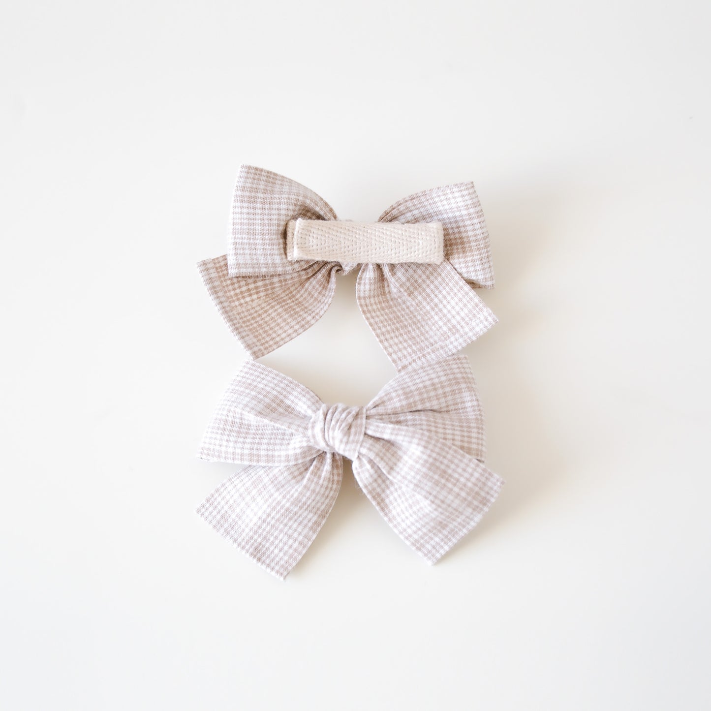 Juliet Hair Clips | Soft Mocha Check