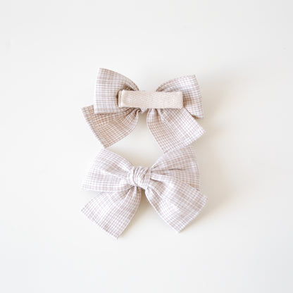 Juliet Hair Clips | Soft Mocha Check