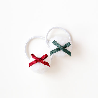 Holiday Charm Hair Ties | Snowberry Bow
