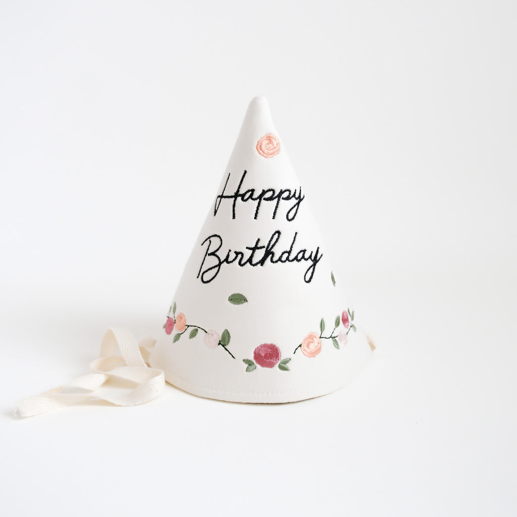 Embroidered Birthday Party Hat | Floral Style