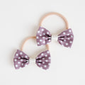 Mini Bow Fabric Hair Ties | Lilac Polka