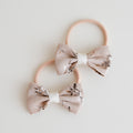 Mini Bow Fabric Hair Ties | Mocha Petals
