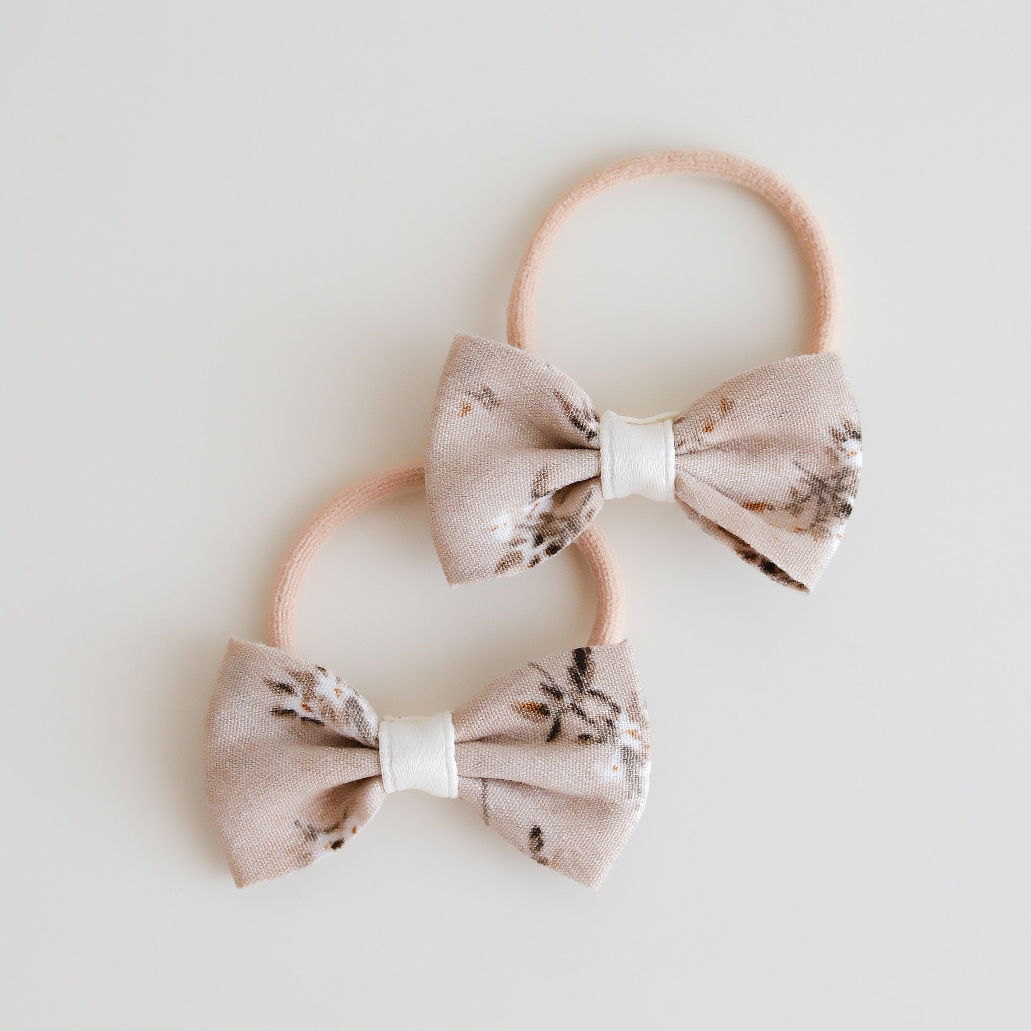Mini Bow Fabric Hair Ties | Mocha Petals