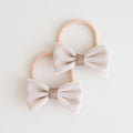 Mini Bow Fabric Hair Ties | Soft Sand