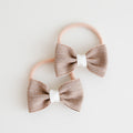 Mini Bow Fabric Hair Ties | Dusk Beige