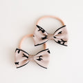 Mini Bow Fabric Hair Ties | Ecru Velvet Floral