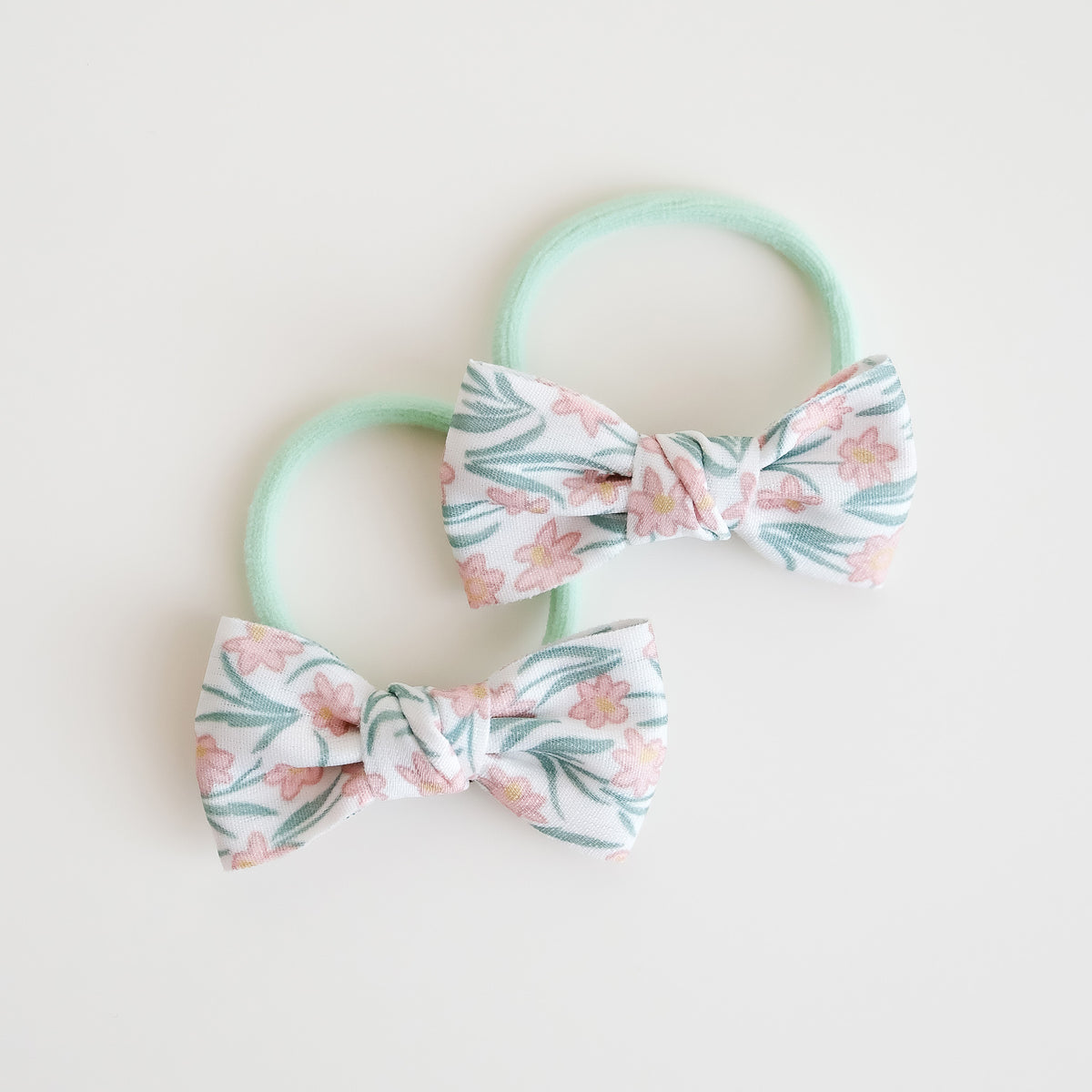 Mini Bow Fabric Hair Ties | Springtime Lily