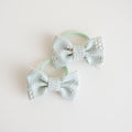 Mini Bow Fabric Hair Ties | Embroidered Mist