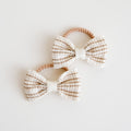 Mini Bow Fabric Hair Ties | Biscuit Tweed