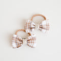 Mini Bow Fabric Hair Ties | Rosewater Plaid