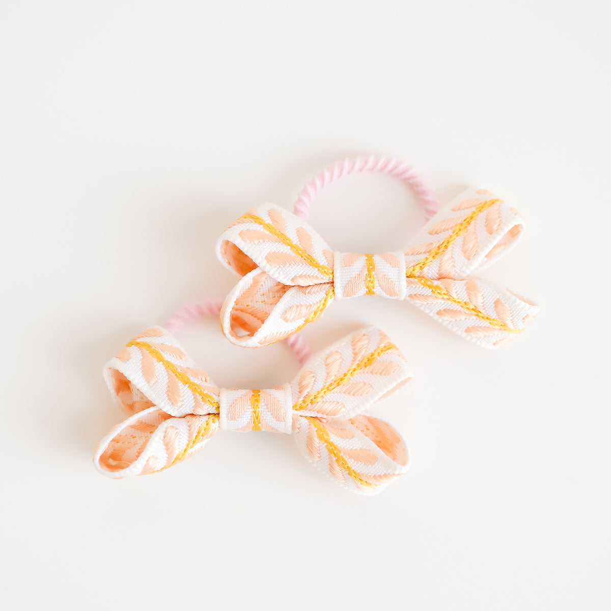 Petite Ribbon Bow Hair Ties | Rose Wheat